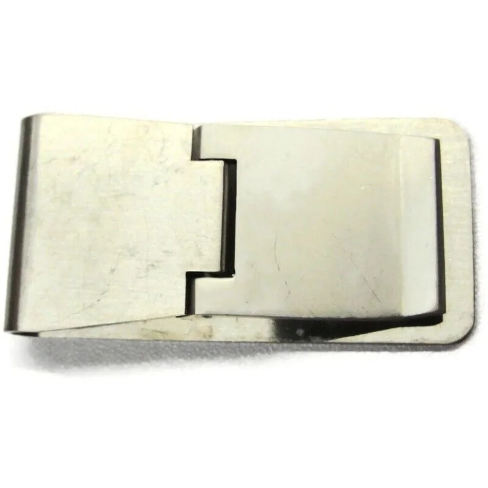 Money Clip Classic Diamond Pattern Silver Tone Stainless Wallet Card Cash ID